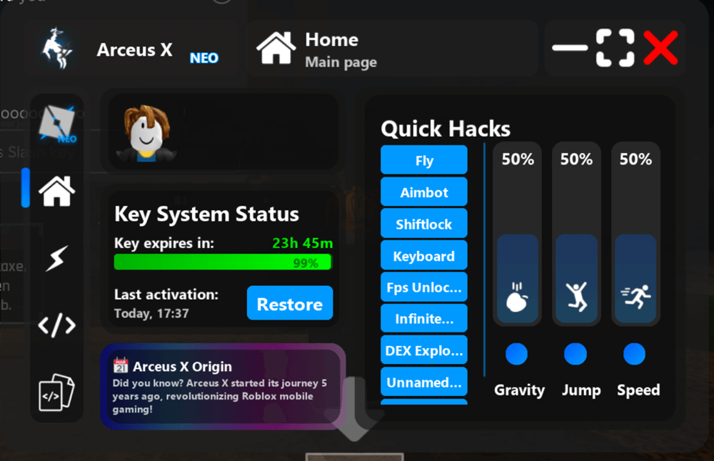 Arceus X Interface 2